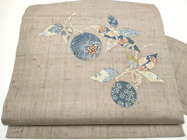 平和屋着物○つけ帯 紬地 生成り色 正絹 逸品 CABA1108hy 平和屋