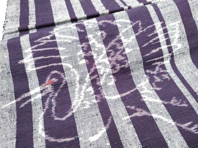 平和屋着物○八寸名古屋帯 紬地 飛鶴文 正絹 逸品 CAAY9645hy