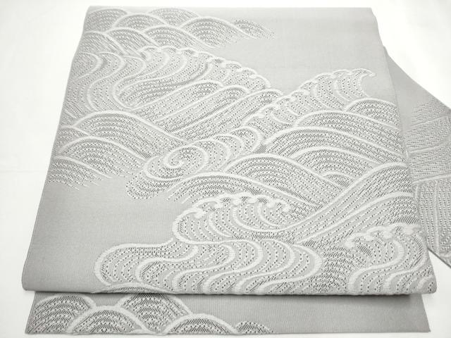 平和屋着物●八寸名古屋帯　つづれ　立浪文　霞色　正絹　逸品　CAAY9648hy