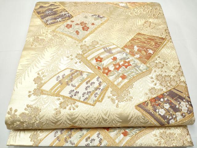 平和屋着物●西陣の名門　加納幸謹製　六通柄袋帯　唐織　冊子草花文　金糸　正絹　逸品　CAAY9662hy