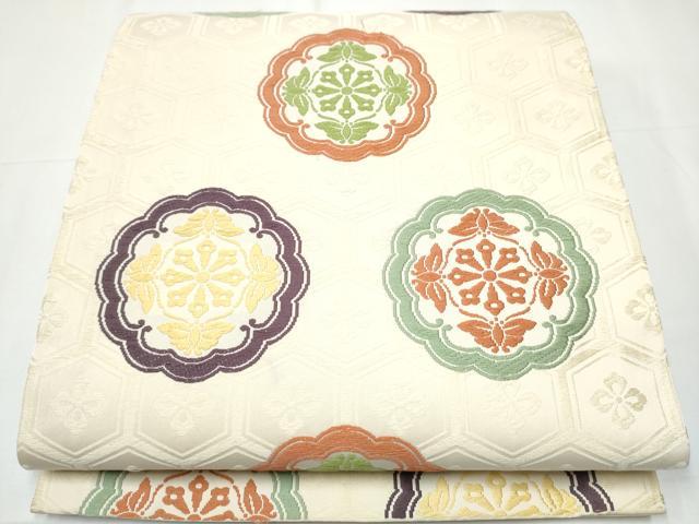 平和屋着物●六通柄袋帯　唐織　花蝶文　正絹　逸品　CAAY9668hy