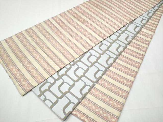 平和屋着物●両面　全通柄袋帯　横段花唐草文　正絹　逸品　CAAY9676hy