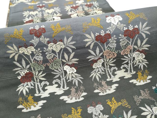 平和屋着物●両面　全通柄袋帯　唐織　動物桐文　寿字文　金銀糸　正絹　逸品　CAAY9685hy 平和屋着物○両面 全通柄袋帯 唐織 動物桐文 寿字文