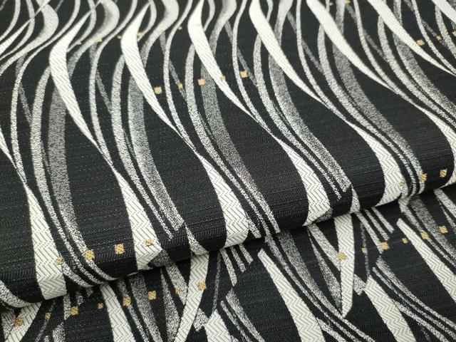 平和屋着物●六通柄袋帯　抽象文　黒地　正絹　逸品　CAAY9687hy 平和屋着物○六通柄袋帯 抽象文 黒地 正絹 逸品 CAAY9687hy