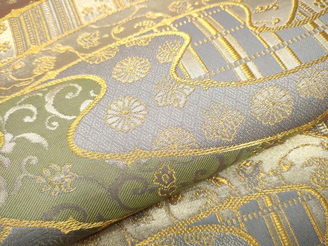 平和屋着物●皇室献上作家　北出与三郎　六通柄　本袋帯　名物曜変流水文様　金糸　正絹　逸品　CAAY9689hy 平和屋着物○皇室献上作家 北出与三郎 六通柄 本袋帯