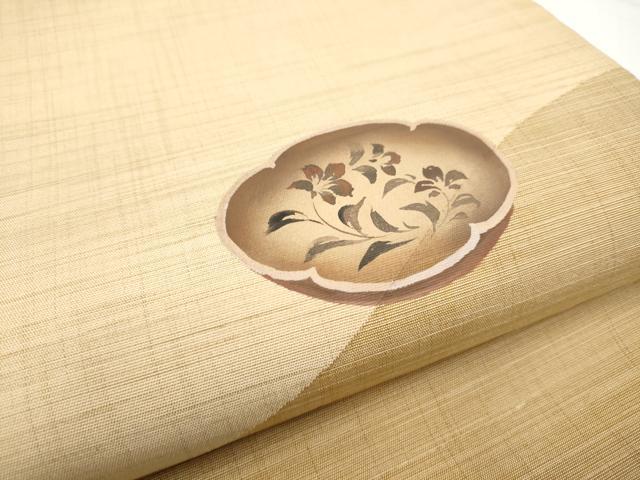 平和屋着物○太鼓柄袋帯 作家物 陶器花文 正絹 逸品 CAAY9691hy