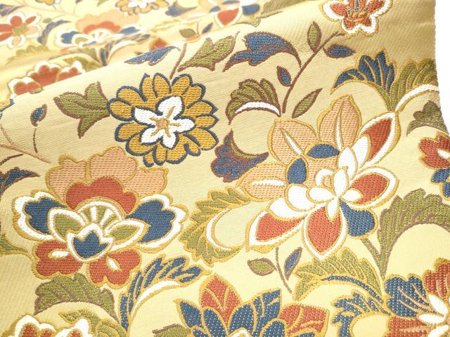 平和屋着物○六通柄袋帯 唐織 更紗枝花文 正絹 逸品 CAAY9698hy