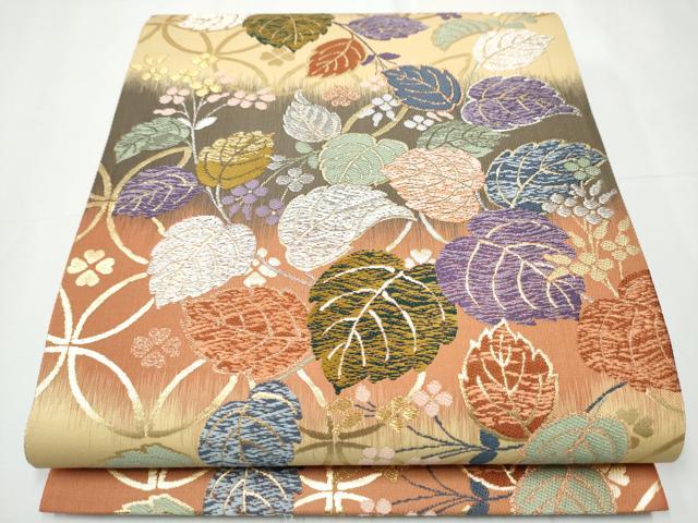 平和屋着物●六通柄袋帯　秋海棠　金銀糸　正絹　逸品　CAAY9704hy