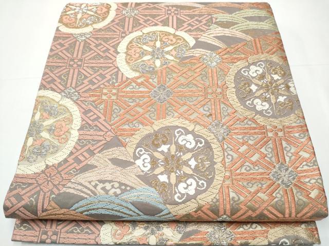 平和屋着物●六通柄袋帯　唐織　切嵌花唐草文　金銀糸　正絹　逸品　CAAY9708hy