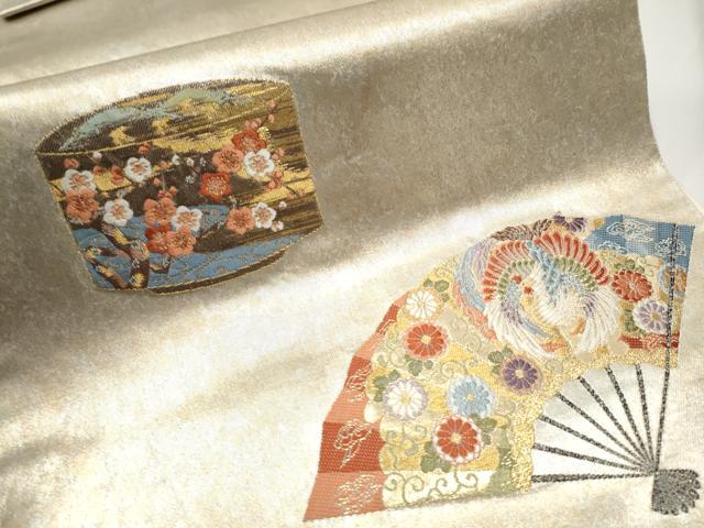 平和屋着物○西陣 長嶋成織物 ながしま帯 六通柄袋帯 唐織 桧扇