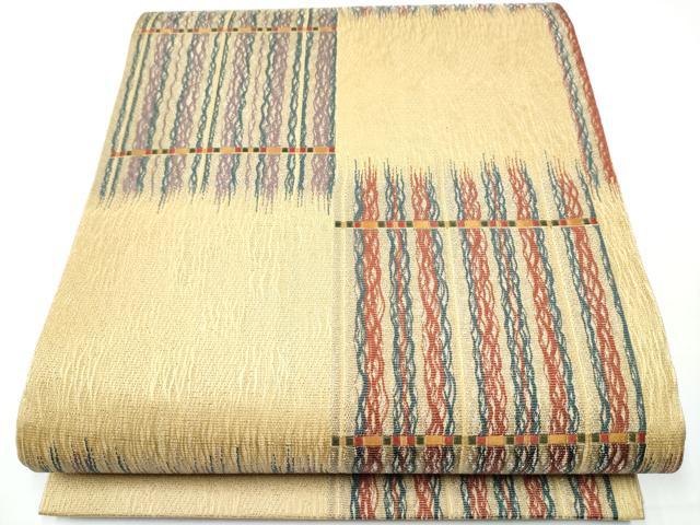 平和屋着物▽スリーシーズン　春夏秋　六通柄袋帯　櫛織　霞文　銀糸　正絹　逸品　CAAY9712hy