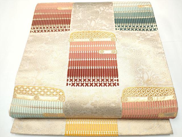 平和屋着物●六通柄袋帯　唐織　源平の伝承　金糸　正絹　逸品　CAAY9716hy