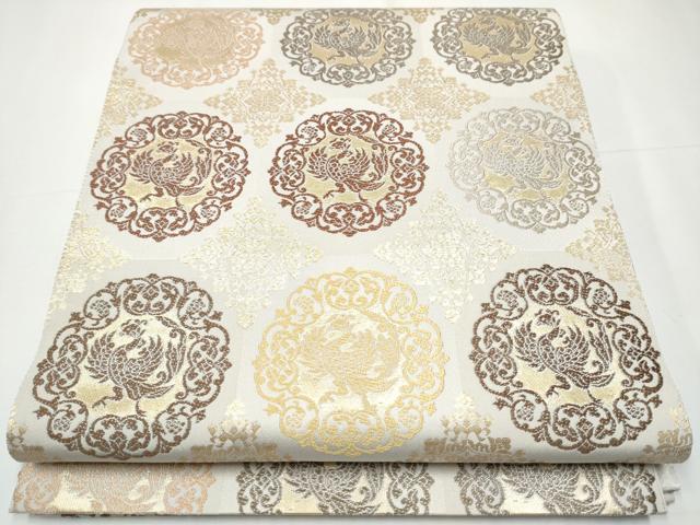 平和屋着物●全通柄袋帯　唐織　草木染　鳳凰唐草文　金糸　正絹　逸品　CAAY9733hy