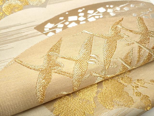 平和屋着物○西陣 川島織物 六通柄 本袋帯 地紙飛鶴