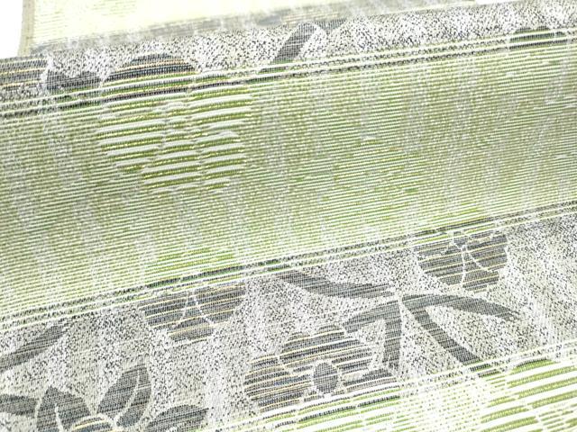 平和屋着物▽スリーシーズン　春夏秋　両面　全通柄袋帯　横段枝花文　金糸　健勝苑扱い　正絹　逸品　CAAY9735hy 平和屋着物▽スリーシーズン 春夏秋 両面 全通柄袋帯 横段