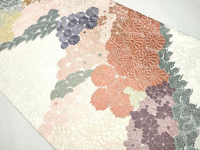 平和屋着物○六通柄袋帯 唐織 松竹梅花文 正絹 逸品 CAAY9743hy