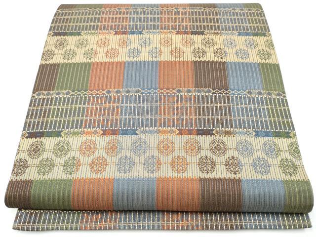 平和屋着物●全通柄袋帯　横段花文　正絹　逸品　CAAY9752hy