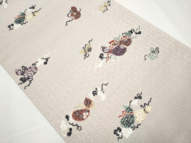 平和屋着物●六通柄袋帯　唐織　瓢箪　蔦の葉文　金糸　正絹　逸品　CAAY9762hy 平和屋着物○六通柄袋帯 唐織 瓢箪 蔦の葉文 金糸 正絹