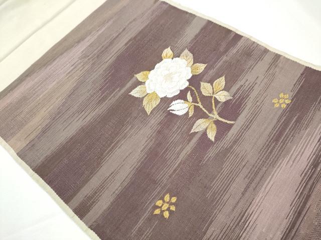 平和屋着物○太鼓柄袋帯 紬地 すくい織 枝花文 金糸 正絹