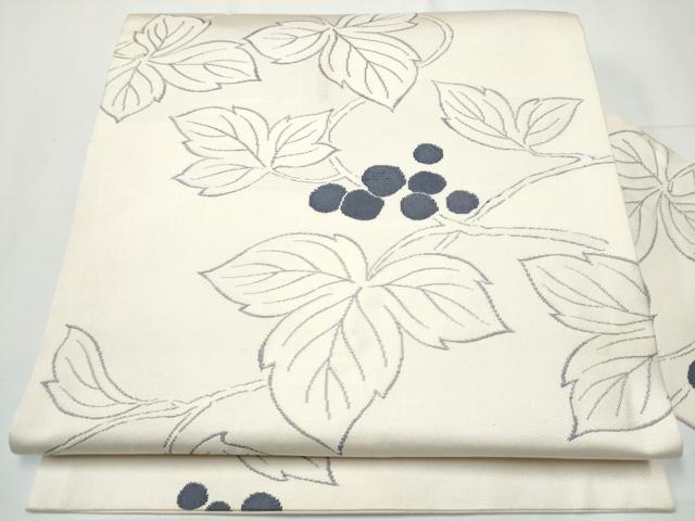 平和屋着物●九寸名古屋帯　葡萄蔦の葉文　正絹　逸品　CAAY9812hy