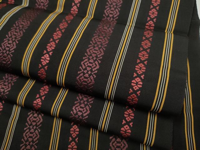 平和屋着物●本場筑前博多織　八寸名古屋帯　献上　黒地　正絹　逸品　CAAY9819hy