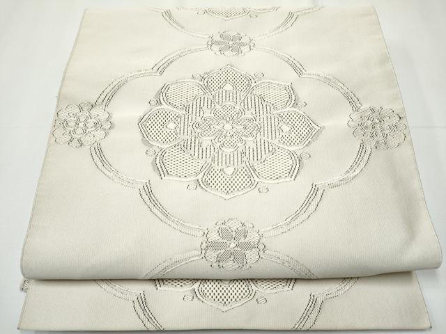 平和屋着物●爪掻き本綴れ　八寸名古屋帯　舞花文　絹鼠色　正絹　逸品　CAAY9830hy