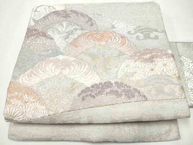 平和屋着物●創業280年　誉田屋源兵衛　九寸名古屋帯　唐織　切嵌草花文　金銀糸　正絹　逸品　CAAY9838hy