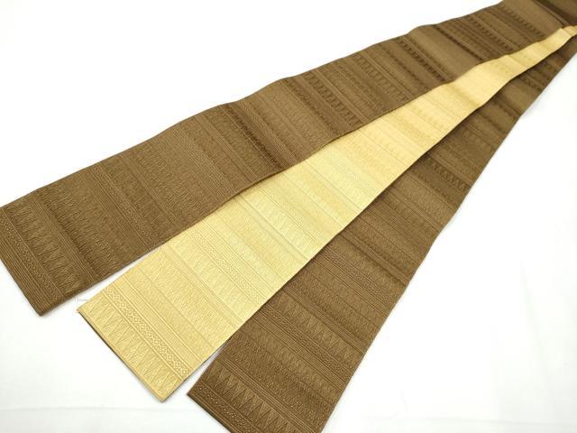 平和屋着物●男性　両面　角帯　吉祥文　卵色×＆#40643；枯茶色　CAAY9859hy