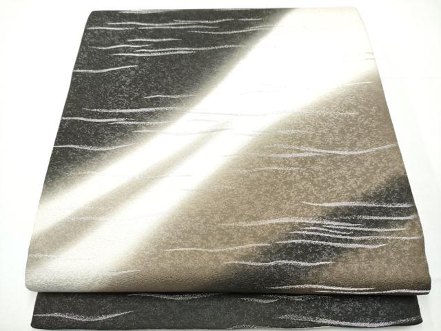 平和屋着物●太鼓柄袋帯　流線文　銀通し地　正絹　逸品　CAAY9877hy