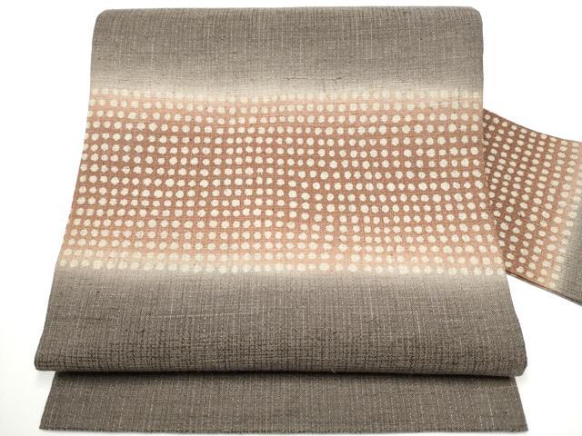 平和屋着物●九寸名古屋帯　紬地　霞丸文　銀通し地　正絹　逸品　CAAY9879hy