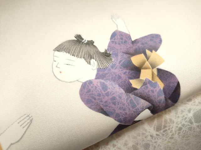平和屋着物○塩瀬 九寸名古屋帯 童子遊び 正絹 逸品 CAAY9882hy