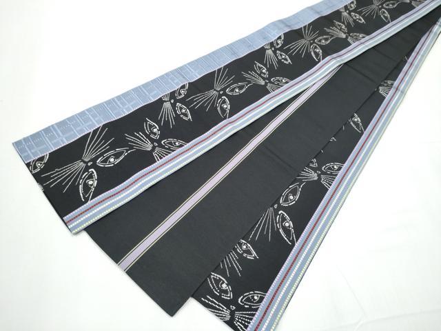 正絹 半幅帯 井上絹織 本場筑前 博多織 金ラベル 黒 未使用品 逸品
