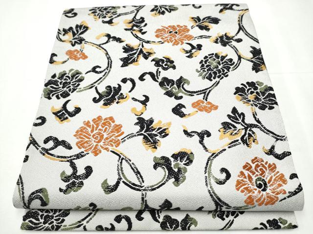 平和屋着物●六通柄袋帯　唐織　更紗花唐草文　正絹　逸品　CAAY9886hy