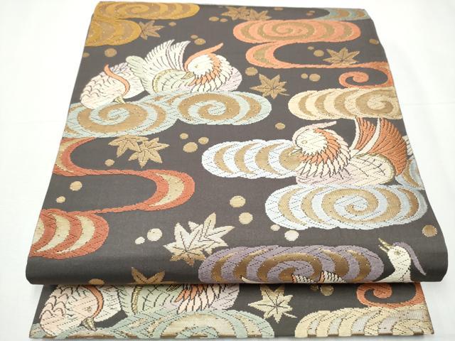 平和屋着物●六通柄袋帯　唐織　鴛鴦観世水文　金糸　正絹　逸品　CAAY9907hy