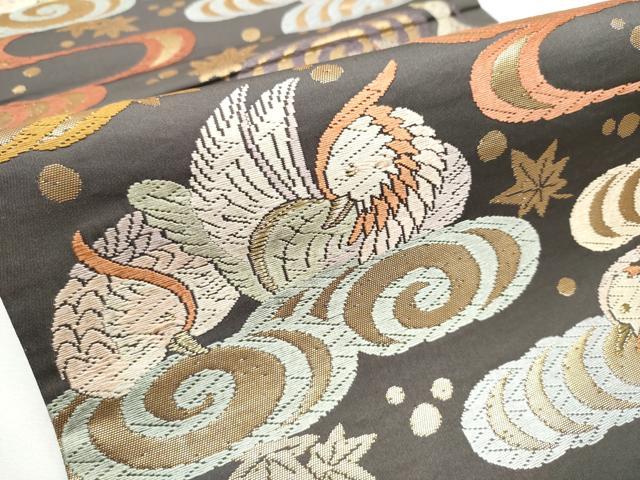 平和屋着物●六通柄袋帯　唐織　鴛鴦観世水文　金糸　正絹　逸品　CAAY9907hy 平和屋着物○六通柄袋帯 唐織 鴛鴦観世水文 金糸 正絹 逸品 CAAY9907hy