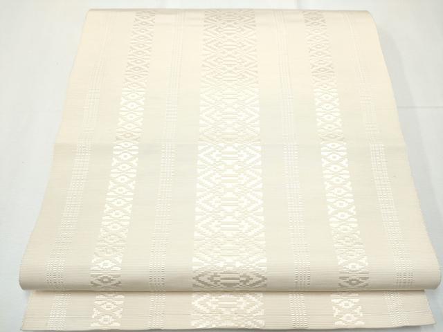 平和屋着物○本場筑前博多織 九寸名古屋帯 献上 練色 正絹 逸品