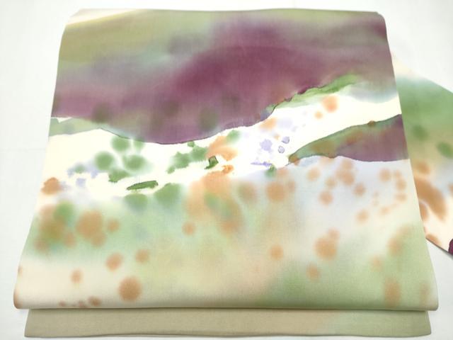 平和屋着物●虹色創家　本郷大田子　塩瀬　九寸名古屋帯　霞文　正絹　逸品　CAAY9945hy