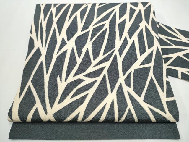 平和屋着物●全通柄　九寸名古屋帯　幾何学文　鬼しぼ縮緬　正絹　逸品　CAAY9955hy