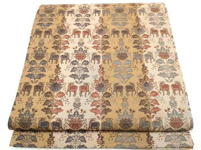 平和屋着物●全通柄袋帯　鹿　花間道　正絹　逸品　CAAY9991hy