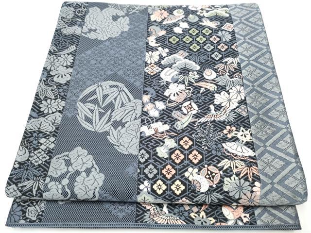 平和屋着物●六通柄袋帯　宝彩唐織　宝尽くし飛鶴花文　正絹　逸品　CAAY9997hy