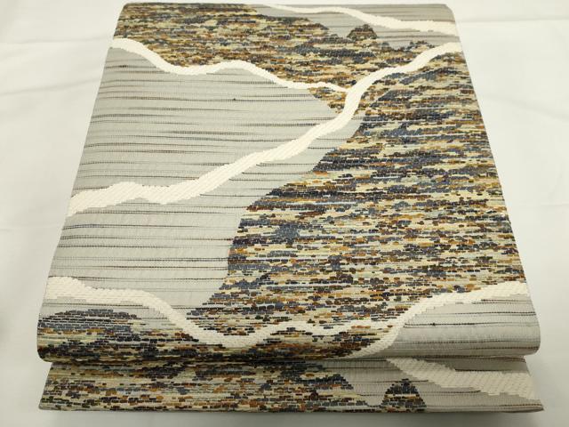 平和屋着物●六通柄袋帯　紬地　道長文　正絹　逸品　未使用　CAAZ0197dy