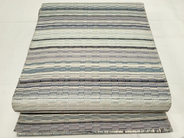 平和屋着物●八寸名古屋帯　ロートン織　横段文　正絹　逸品　CAAZ0332dy