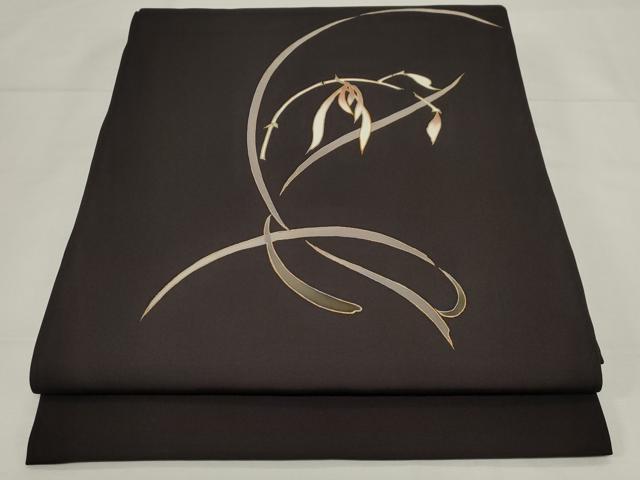 平和屋着物●塩瀬　九寸開き名古屋帯　駒刺繍　草花文　金彩　正絹　逸品　CAAZ0333dy