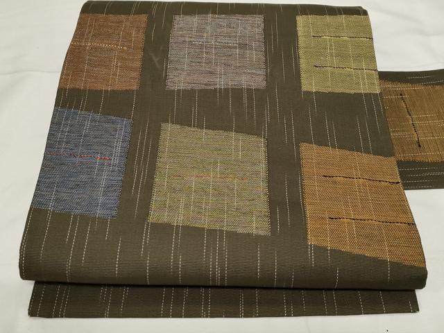 平和屋着物▽スリーシーズン　春夏秋　九寸名古屋帯　色紙文　正絹　逸品　CAAZ0340dy