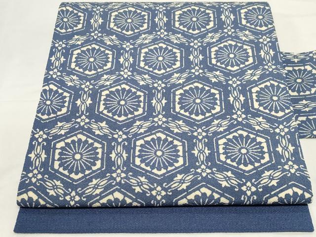 平和屋着物●全通柄　九寸名古屋帯　型染め　亀甲花文　正絹　逸品　未使用　CAAZ0357dy