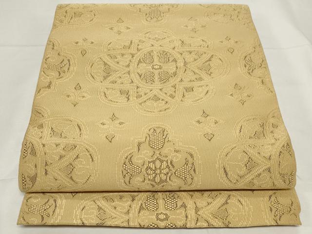 平和屋着物●綴れ　八寸名古屋帯　正倉院花文　正絹　逸品　CAAZ0359dy