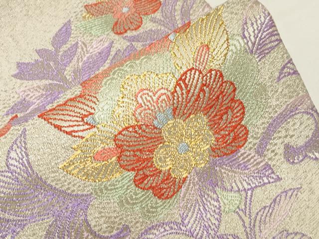 平和屋着物●九寸名古屋帯　更紗花文　金銀糸　正絹　逸品　CAAZ0393dy 平和屋着物○九寸名古屋帯 更紗花文 金銀糸 正絹 逸品 CAAZ0393dy