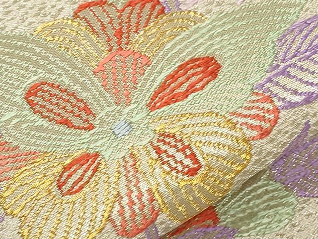 平和屋着物○九寸名古屋帯 更紗花文 金銀糸 正絹 逸品 CAAZ0393dy