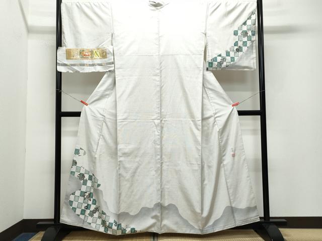 平和屋着物●訪問着　本場縞大島紬　児玉任弘　花唐草文　金彩　証紙付き　正絹　逸品　CAAZ0801vf