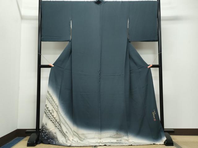 平和屋着物●訪問着　岩瀬明男　二条城　金彩　ロング丈　正絹　逸品　CAAZ0817vf